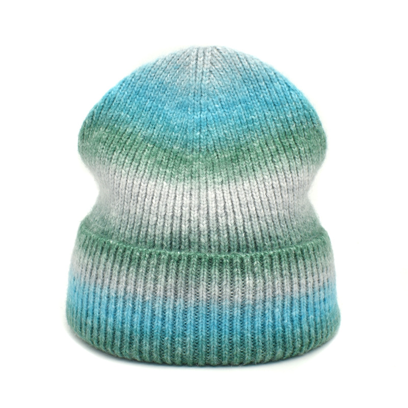 Hot sale soft winter warm tie-dye solid color knitted beanie hats from China supplier